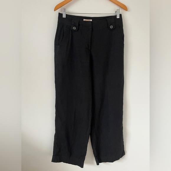 Talbots Pants - Talbots Irish Linen Pants Woman Size 4 Petite Wide Leg Solid Black EUC *J13